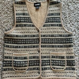 Designers Originals Beige and Black Wool Vest